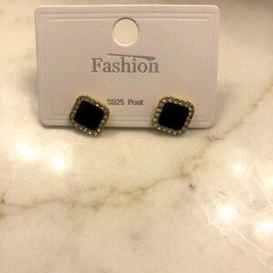 Black and Gold Stud Earrings